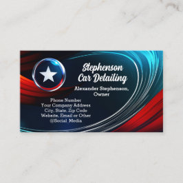 Wave Logotyp Patriotic Rött vitt blått Star-entrep Visitkort