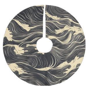 Wave Mönster Kustal Stil Julgransmatta Borstad Polyester