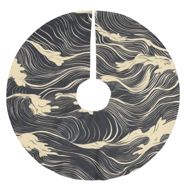 Wave Mönster Kustal Stil Julgransmatta Borstad Polyester (Framsidan)
