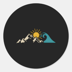 Wave Natature Hiking Surfa Surfer Hiker Sol Runt Klistermärke