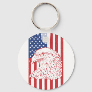 Wave Patriotic American Flagga Design Nyckelring
