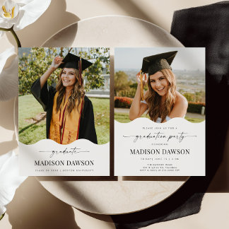 Wave Photo Graduation Party Invite Announcement Inbjudningar