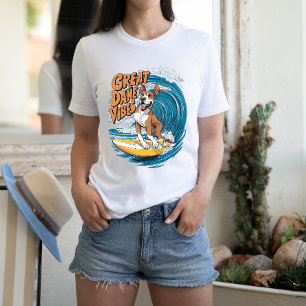 Wave Rider Great dane Hund Surfing T Shirt