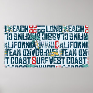Wave rider kusten Kaliforniens surfingteam grun Poster