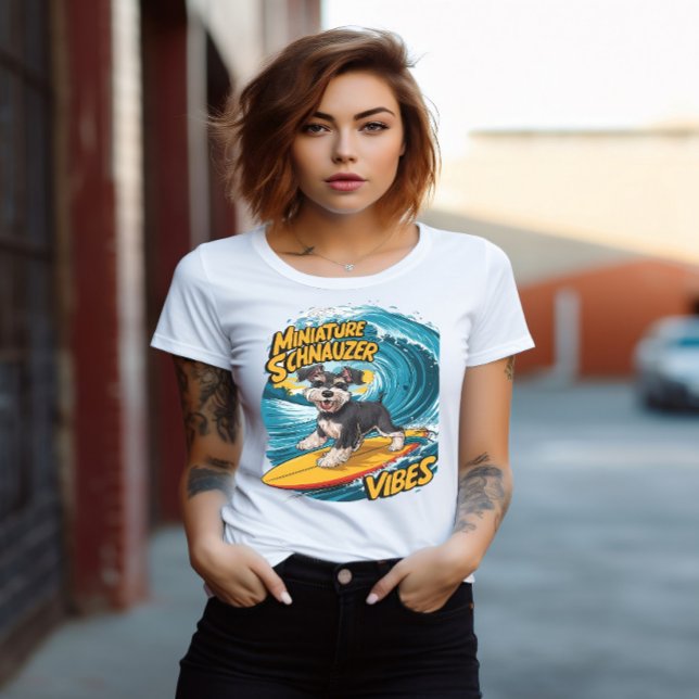 Wave Rider Miniature Schnauzer Hundar Epic Surfing T Shirt (Skapare uppladdad)