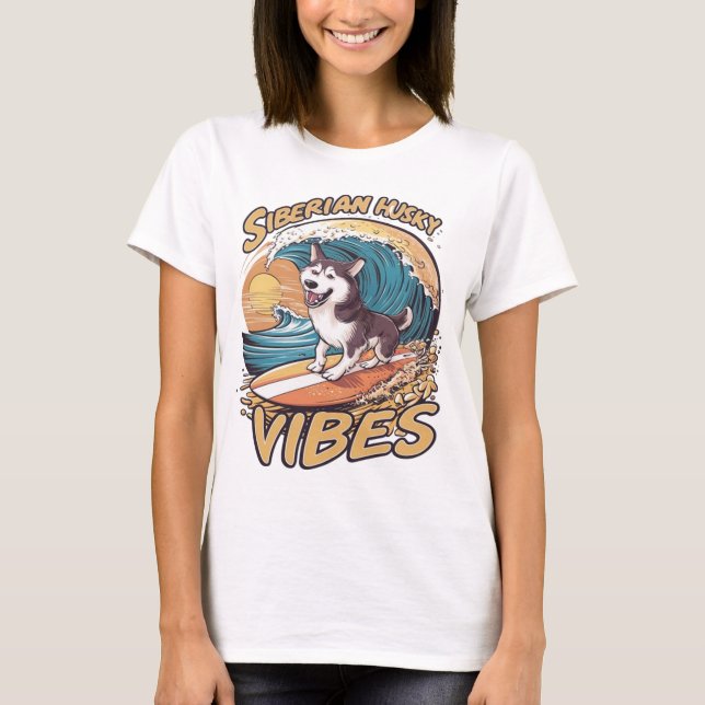 Wave Rider: Siberian husky Hund som fångar Vinkara T Shirt (Framsida)
