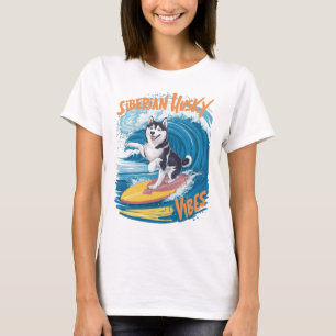Wave Rider Siberian husky Hund Surfing T Shirt