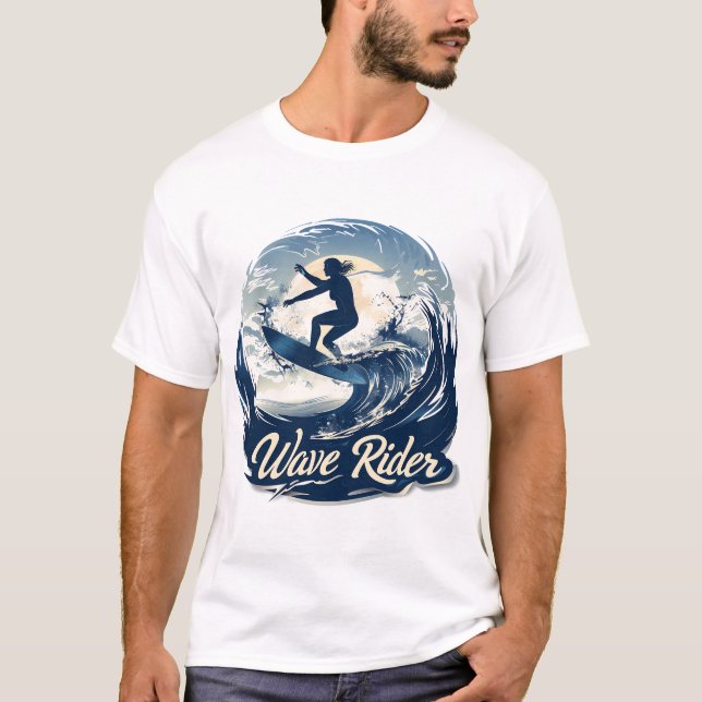 Wave Rider Surfer Tee: Ride Tide i Stil T Shirt (Framsida)
