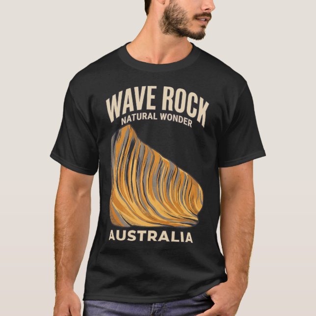 Wave Rock Australien Vintage Resemalmanack Retro T Shirt (Framsida)