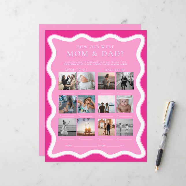 Wave Rosa Hur gammalt var Mamma och Pappa fotospel (Fram/Back In Situ)