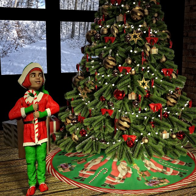 Wave Santa and Elves Julgransmatta Borstad Polyester (Skapare uppladdad)