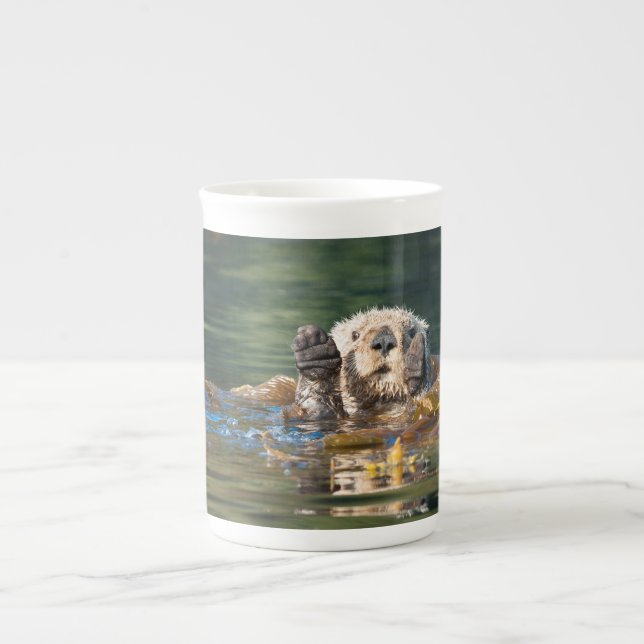Wave Sea Otter Benporslin Mugg (Framsidan)