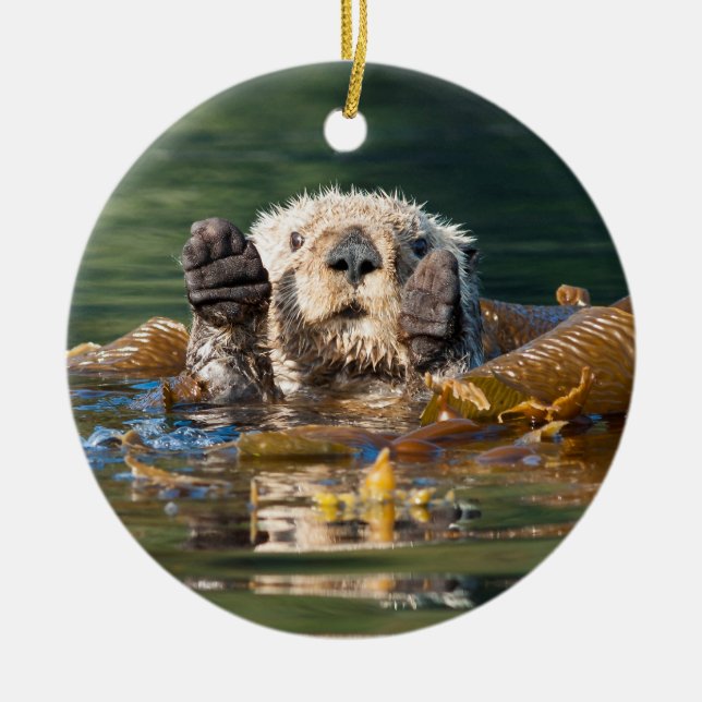 Wave Sea Otter Julgransprydnad Keramik (Framsidan)