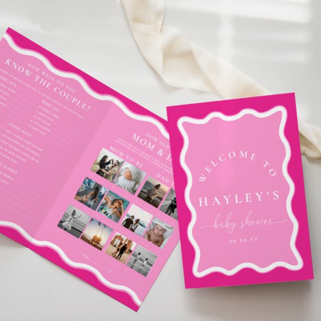 Wave Shock rosa Baby Shower Game Booklet (Baby Shower Game Booklet Wave Hot Pink )