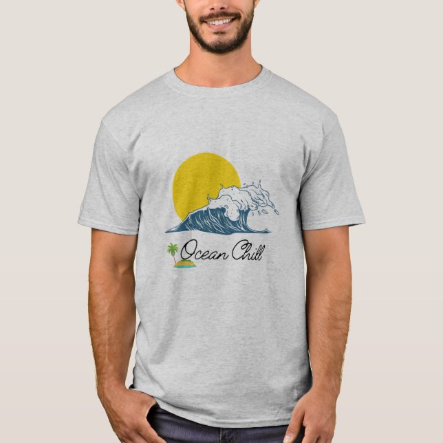 Wave Sunset Beach Grafisk T-Shirt Unisex Sommar Tr (Framsida)