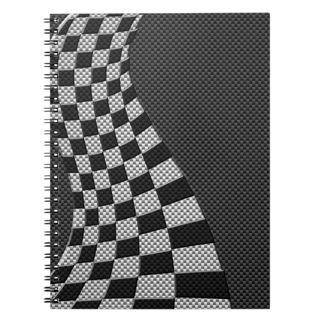 Wave-Tävla för kolfiber Stil-Flagga Anteckningsbok Med Spiral (Framsidan)