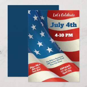 Wave U.S. Flagga 4 juli Party Inbjudningar