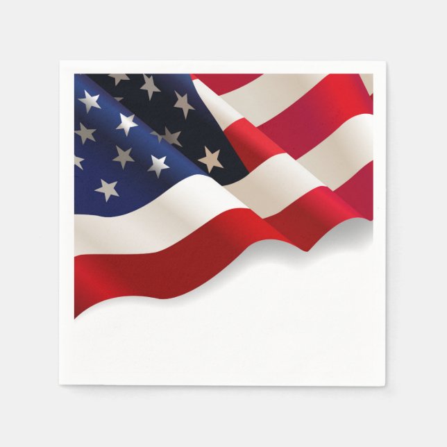 Wave US Flagga Patriotic Party Napkins Pappersservett (Framsidan)