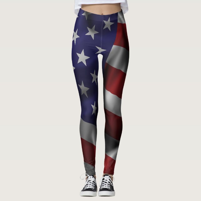 Wave USA flagga Leggings (Framsida)