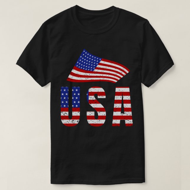 Wave USA flagga Typography T Shirt (Design framsida)