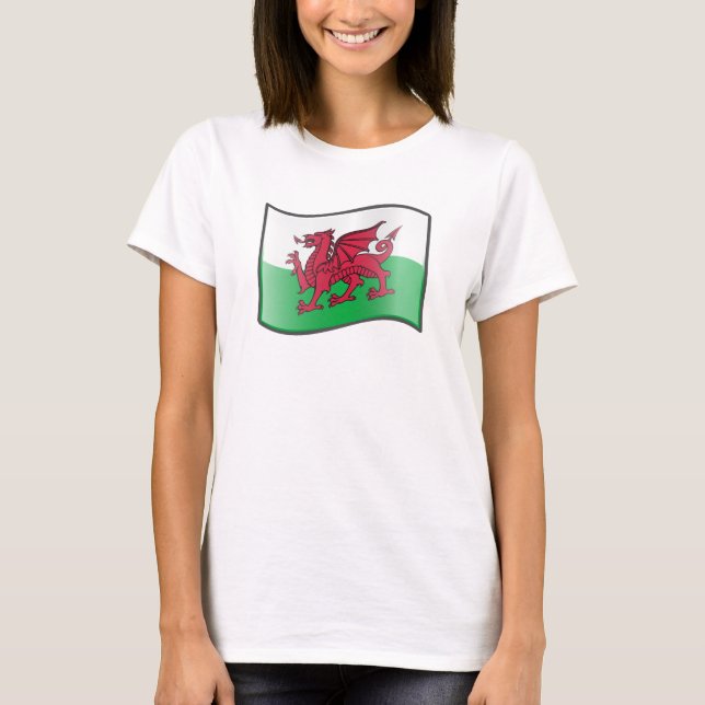 Wave Welsh Flagga T-Shirt (Framsida)