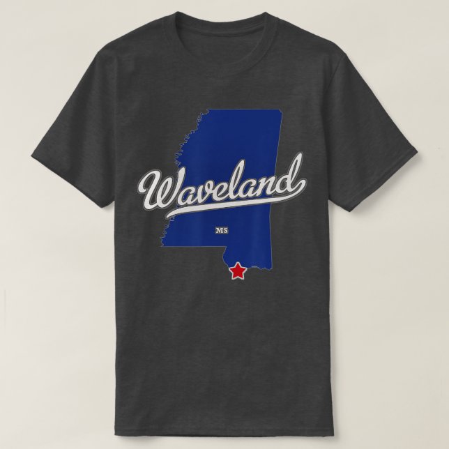 Waveland Mississippi MS Map  T Shirt (Design framsida)