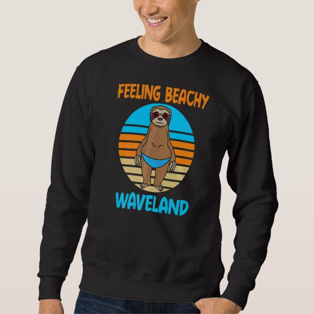 Waveland Vacation Roligt Sloth Lång Ärmad Tröja (Framsida)