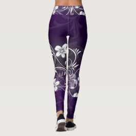 Waveline för damasker för lilablommatryck design leggings