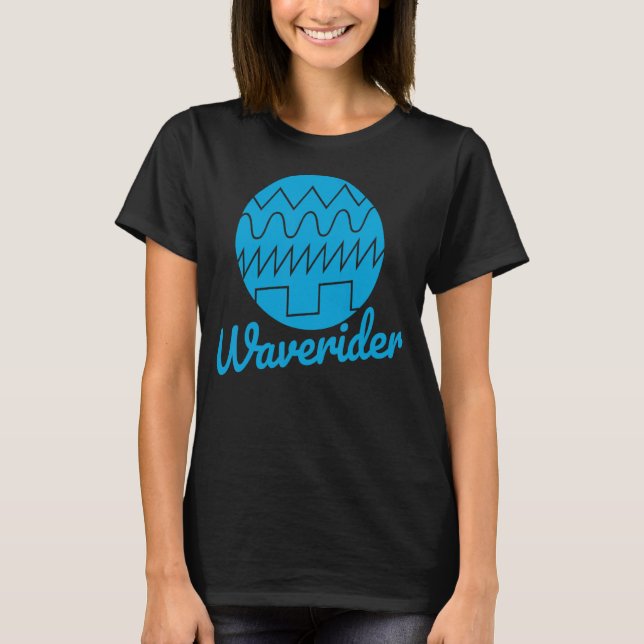 Waverider Synthesizer 80s Synthwave Waveform T Shirt (Framsida)
