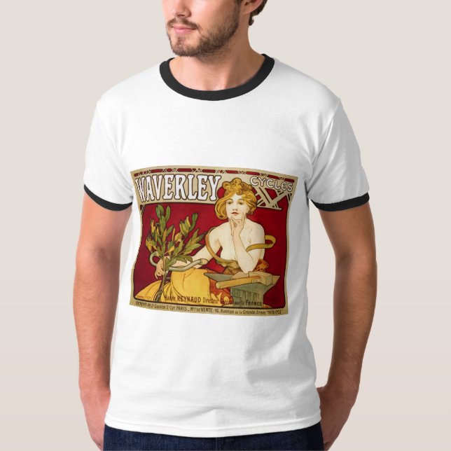 Waverley Cycles - Art Nouveau - Alphonse Mucha Tee (Framsida)