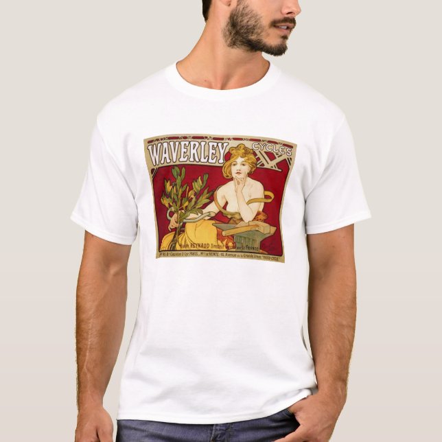 Waverley cyklar - art nouveau - Alphonse Mucha T-shirt (Framsida)