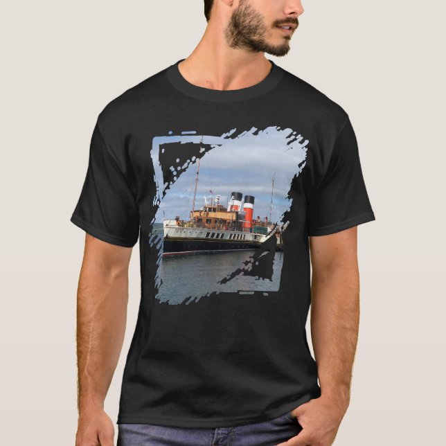 Waverley Paddle Steamer. Historik Frakt på en T Shirt (Framsida)