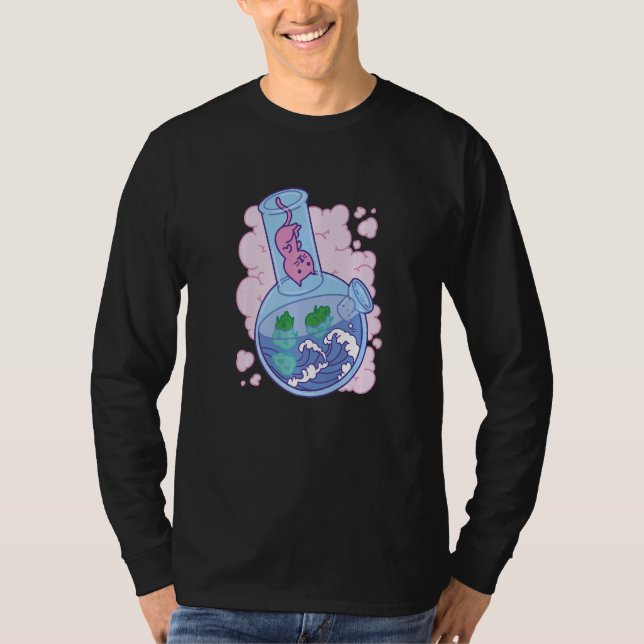 Waves Bong joint Cat   T Shirt (Framsida)