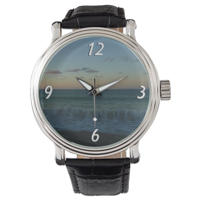 Waves Crashing at Sunset Beach Landscape Armbandsur (Framsida)
