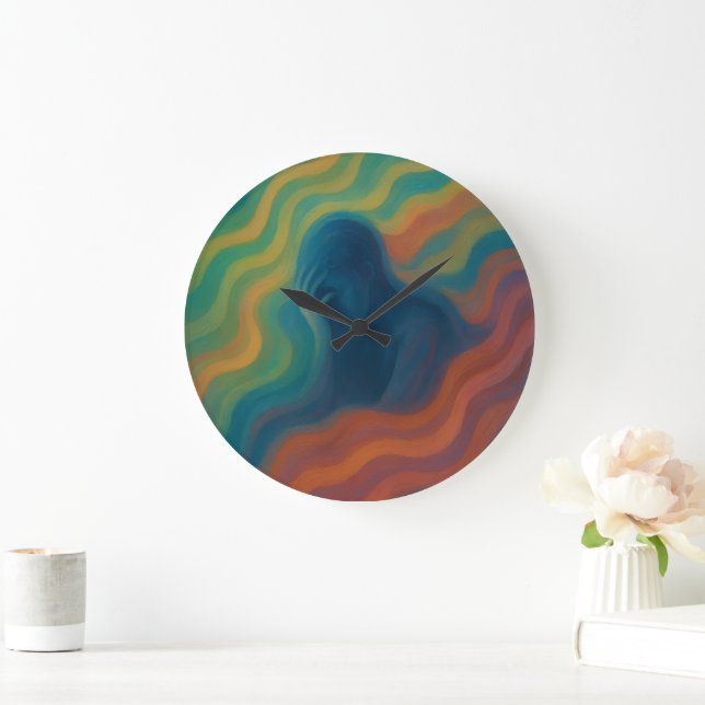 Waves of Thought Abstract Expression Stor Klocka (Hem)