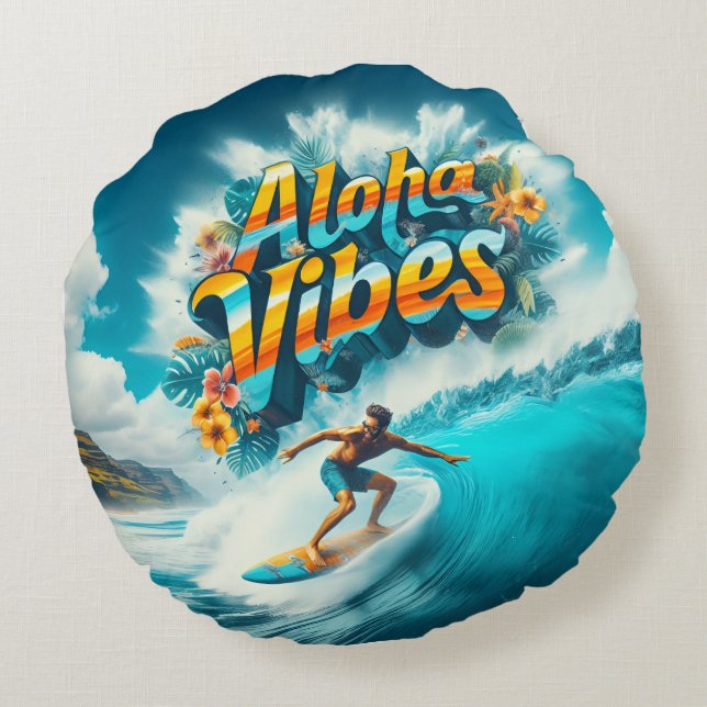 Waves & Wanderlust Collection Rund Kudde (Baksidan)