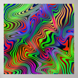 wavey psychedelic multifärgad linjer poster