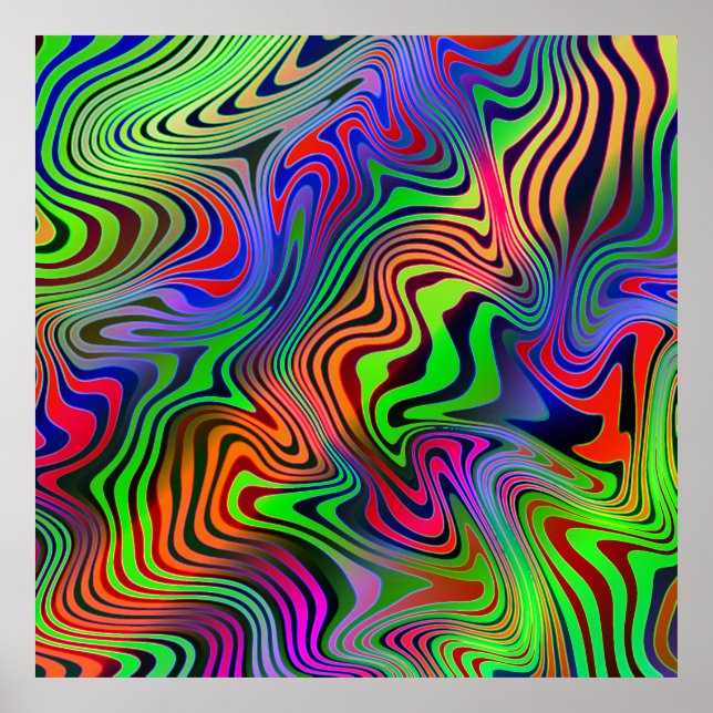 wavey psychedelic multifärgad linjer poster (Framsidan)