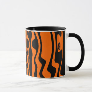 Wavey Stripey - svart och orange Mugg