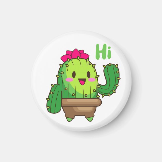 Waving Cactus Magnet – Friendly Plant Face (Framsidan)