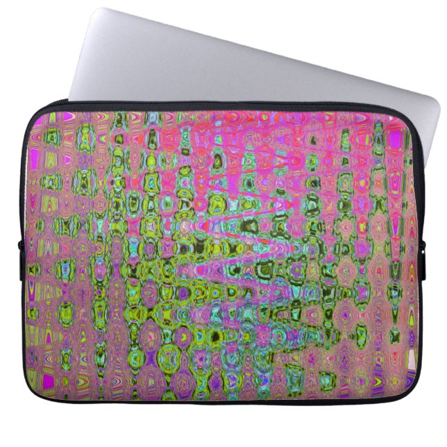 Wavy Abstract Green and Red Retro Mosaic Zigzags Laptop Fodral (Framsidan)