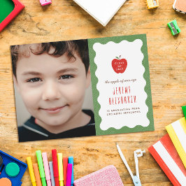 Wavy Apple Preschool Photo Graduation Announcement Spara Datumet