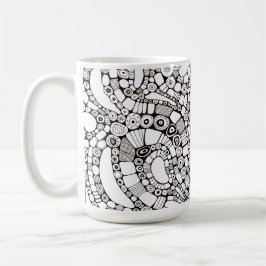 Wavy Bendy Circles Square Abstract Line Drawing Kaffemugg