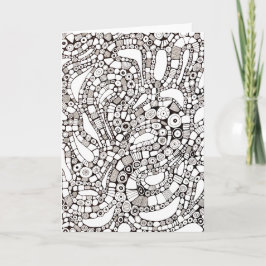 Wavy Bendy Circles Square Abstract Pen Drawing Kort