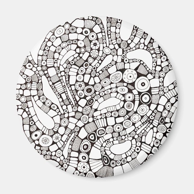 Wavy Bendy Circles Square Abstract Pen Drawing Magnet (Framsidan)