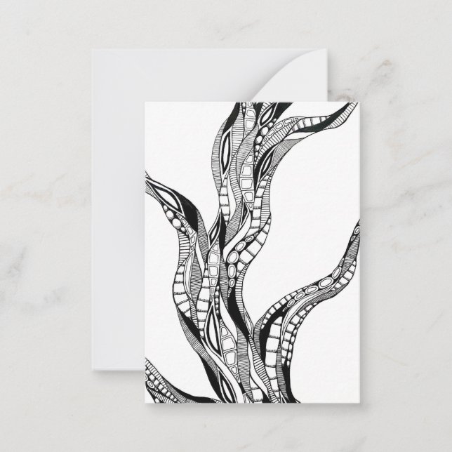 Wavy Curved Abstract Tree Pen Drawing Anteckningskort (Framsida)