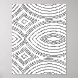 Wavy Line Diamond Pattern Coloring Page Design Poster