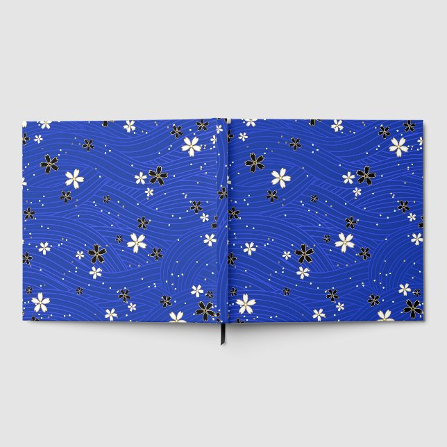  Wavy lines, adorned with black and white flowers Gästböcker (Full)