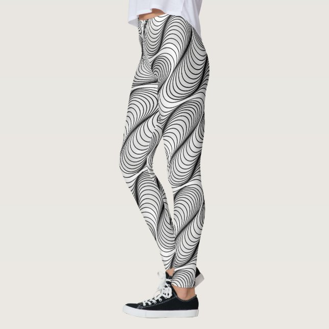 Wavy Optical Illusion Pattern | Seamless Abstract  Leggings (Vänster)