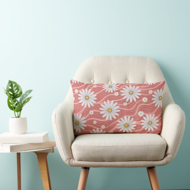 Wavy Pink Daisies  Lumbarkudde (Stol)